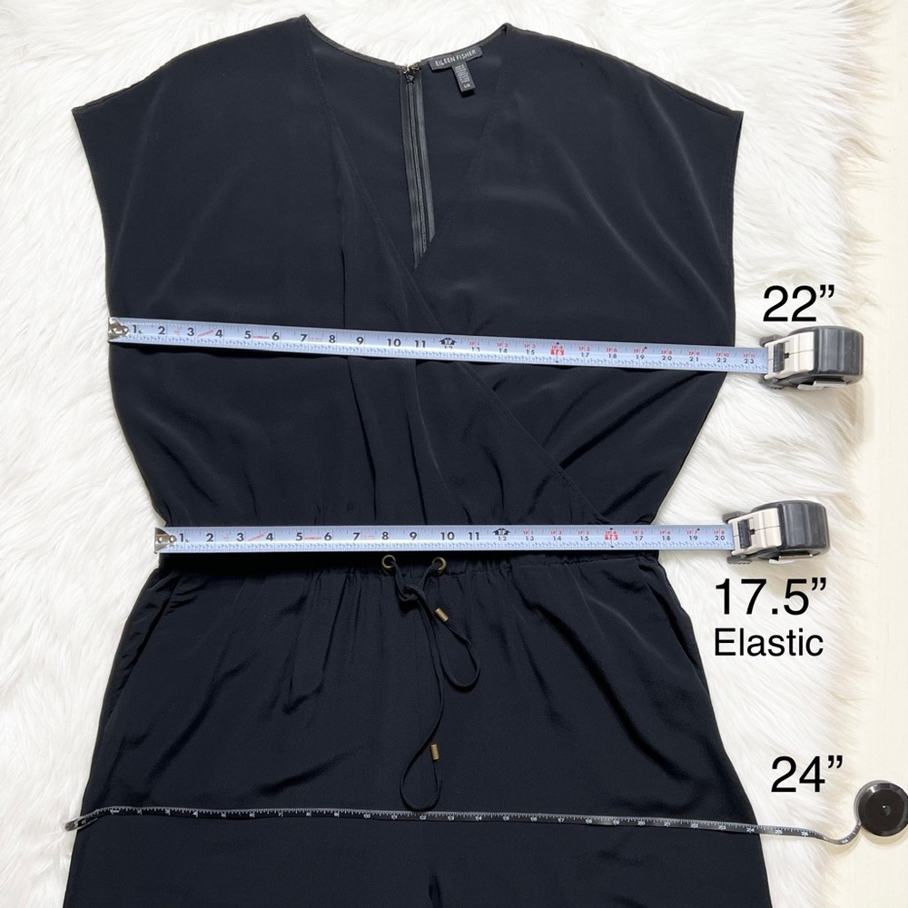 SOLD-Eileen Fisher Black Sleeveless Cropped Wide Leg Jumpsuit - Picture 11 of 12